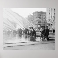 New York City Firemen, 1908. Vintage Photo