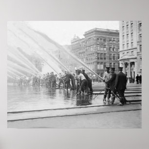 New York City Firemen, 1908. Vintage Photo Poster