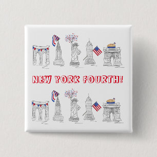 New York City Fourth NYC 4th of July Patriotic USA 2 Inch Square Button