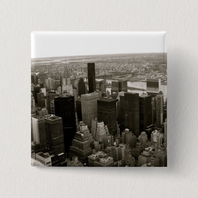 New York City from the Empire State Building 2 Inch Square Button (Front)