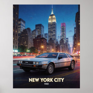 New York City Futuristic Car Culture 1981 Poster
