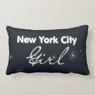 New York City Girl - Blue Sky and Stars Lumbar Pillow