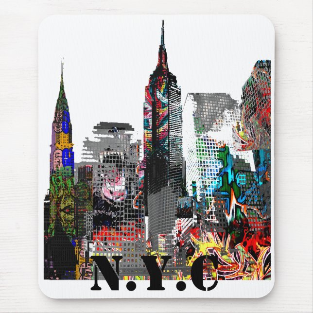 New York City graffiti skyline Mouse Pad (Front)