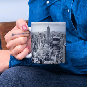New York city greyscale photo from above Coffee Mug