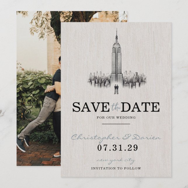 New York City Grooms Save The Date (Front/Back)