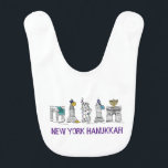 New York City Hanukkah Chanukah NYC Happy Holidays Bib<br><div class="desc">Features an original pen-and-ink illustration of various New York City landmarks "dressed up" for the holiday season. Perfect for Hanukkah!

Don't see what you're looking for? Need help with customization? Contact this designer to have something created just for you.</div>