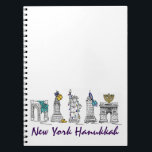 New York City Hanukkah Chanukah NYC Jewish Holiday Notebook<br><div class="desc">Features an original marker illustration of classic New York City landmarks, including Washington Square Arch, Brooklyn Bridge, and Statue of Liberty, "dressed up" for the holidays. Perfect for anyone who lives in or loves the "hustle and bustle" of NYC during the Hanukkah season. This design is also available on other...</div>