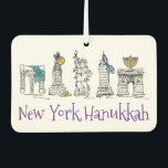 New York City Hanukkah NYC Jewish Holiday Chanukah Air Freshener<br><div class="desc">Features an original pen-and-ink illustration of a row of classic New York City landmarks, "dressed up" for the Hanukkah holiday. Great for anyone who lives in or loves NYC! Don't see exactly what you're looking for? Need help with customization? Click "rebeccaheartsny" (upper right corner) then "contact this designer" to have...</div>