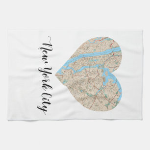 New York City Heart Map Kitchen Towel