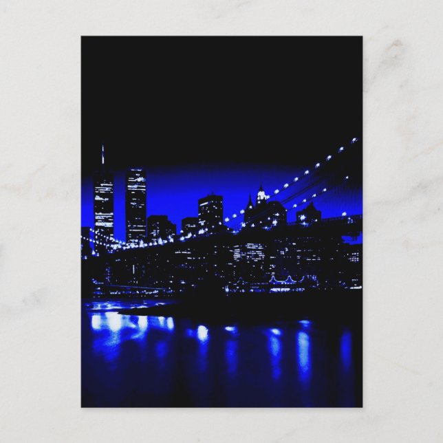 New York City in Blue Postcard (Front)