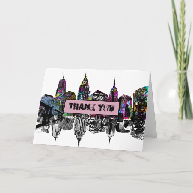 New York City in graffiti Thank You Card (Front)