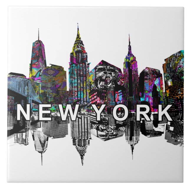New York city in graffiti Tile (Front)
