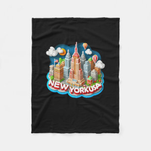 New York City In Usa Sticker Fleece Blanket