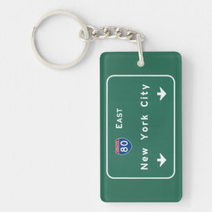 New York City Interstate Highway Freeway Road Sign Keychain