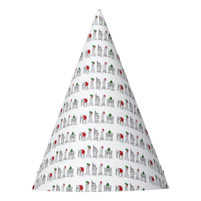 New York City Landmarks NYC Xmas Christmas Holiday Party Hat (Front)