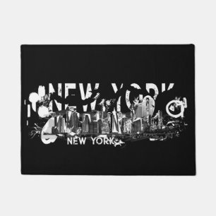 New York City Manhattan Skyline- abstract ink Doormat
