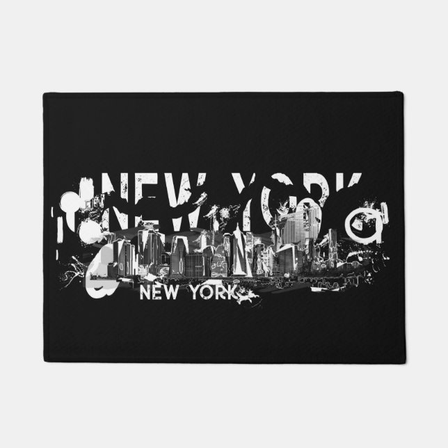 New York City Manhattan Skyline- abstract ink Doormat (Front)