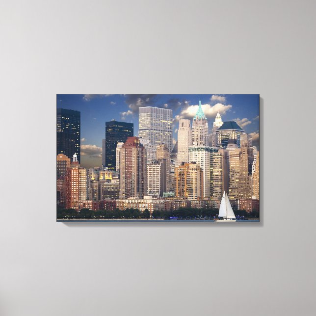 New York City Manhattan Skyline at Night Wall Art (Front)