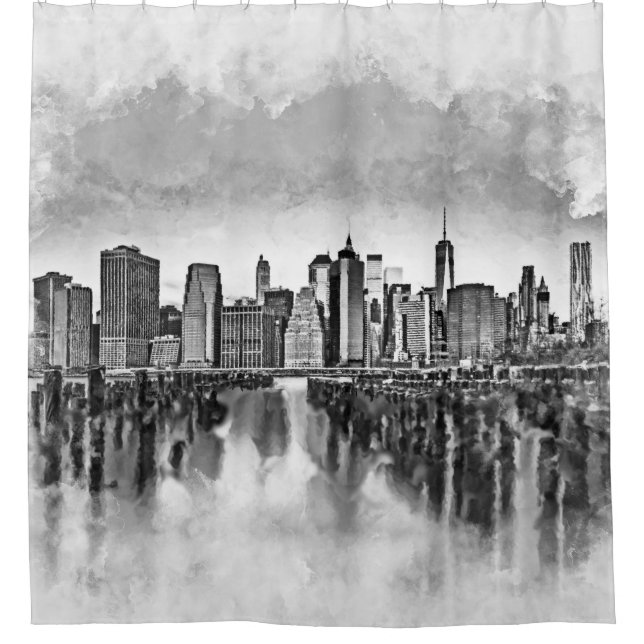 New York City Manhattan Skyline- black and white (Front)