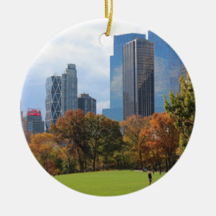 New York City Manhattan skyline panorama viewed fr Ceramic Ornament