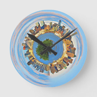 new york city Manhattan Skyline Round Clock