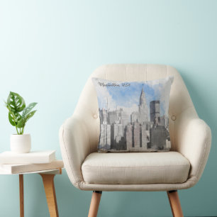 New York City Manhattan Skyline Throw Pillow