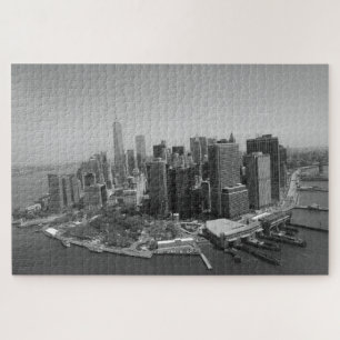 New York City Manhattan Skyscrappers Black White Jigsaw Puzzle