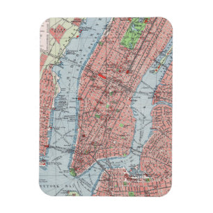 New York city, Manhattan, vintage map,  magnet