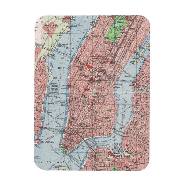 New York city, Manhattan, vintage map,  magnet (Vertical)