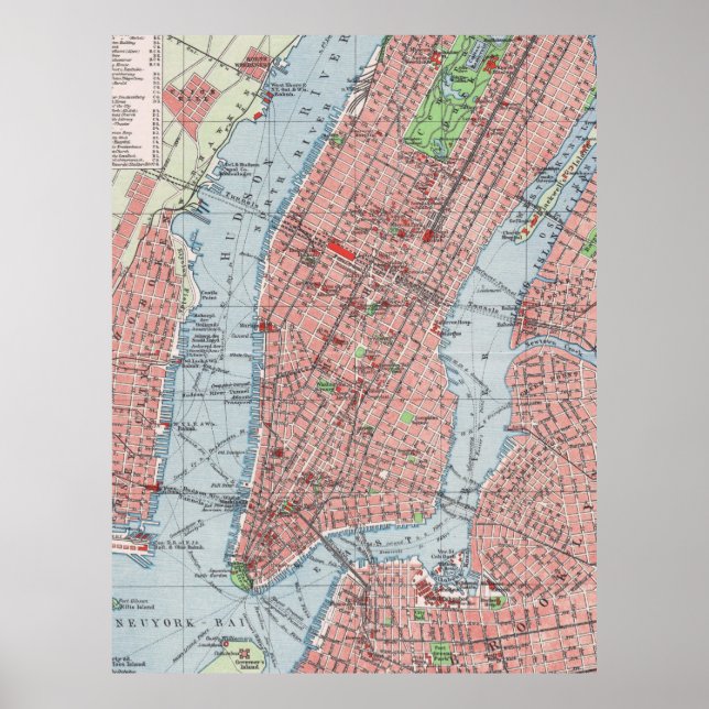New York city, Manhattan, vintage map,  poster (Front)