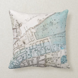 New York City Map, 1728 Throw Pillow