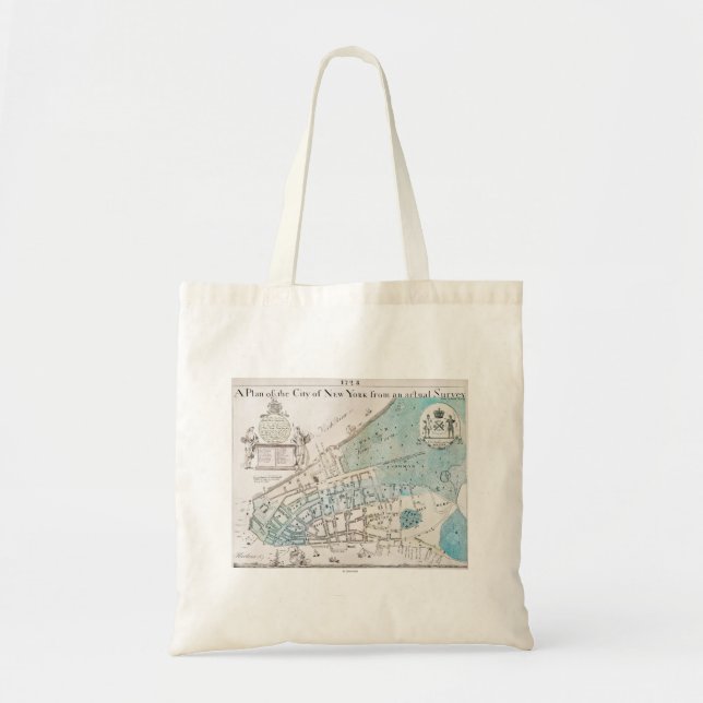 New York City Map, 1728 Tote Bag (Front)