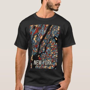 New York City Map - Colourful Earthtone Abstract A T-Shirt