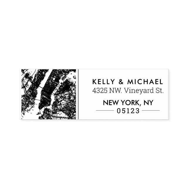 New York City Map | Custom Address Self-inking Stamp (Design)