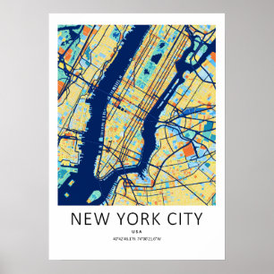 New York City Map Poster Colourful Modern City W