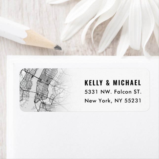 New York City Map Themed | Return Label (Insitu)