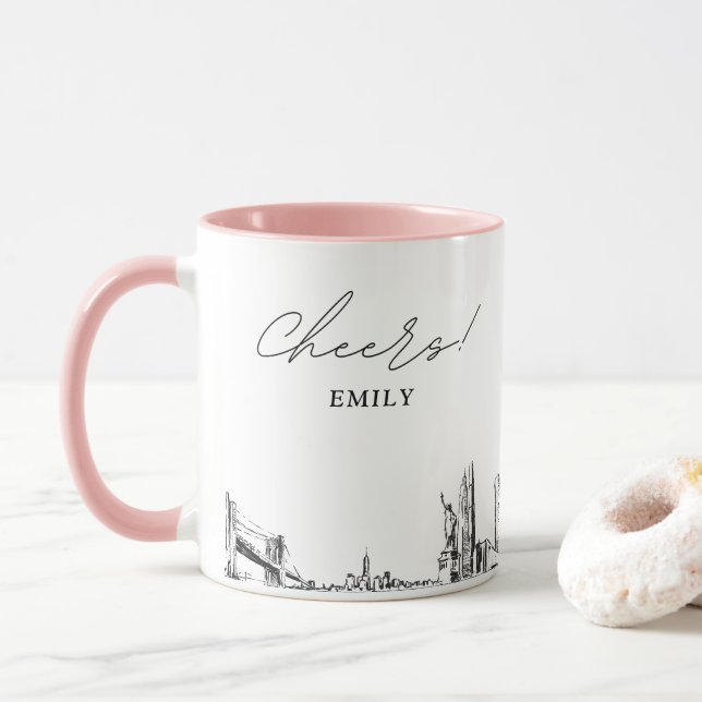 New York City Mariage Personnalisé café Mug (Avec donut)