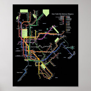 New York City Metro Map Art I Heart NY Souvenir Poster