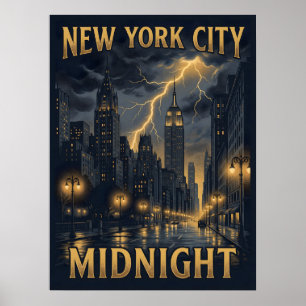 New York City Midnight Gothic Travel  Poster