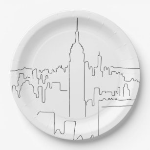 New York City Minimal Line Paper Plate