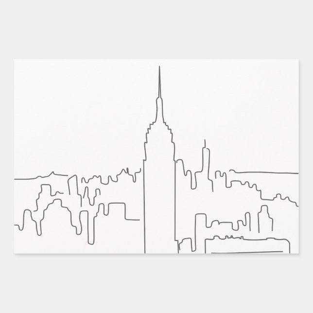 New York City Minimal Line Wrapping Paper Sheet (Front 2)