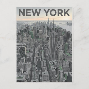 New York City Minimalist Skyline Art Postcard