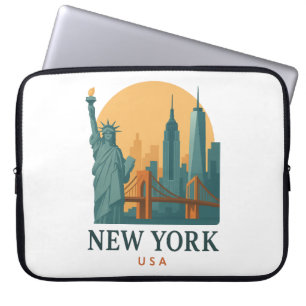 New York City Minimalist Vintage Travel  Laptop Sleeve