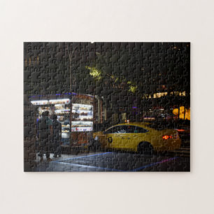 New York City Morning Breakfast Cart NYC Taxi Cab Jigsaw Puzzle