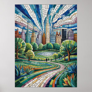 New York City Mosaic Park Landscape Poster