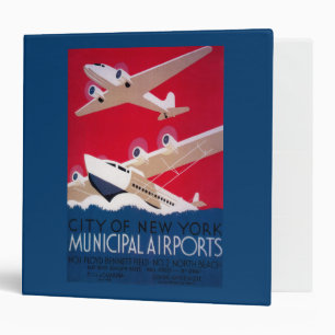 New York City Municipal Airport Vintage Poster Binder
