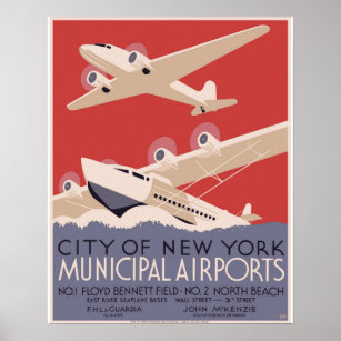 New York City Municipal Airports WPA Poster 1937