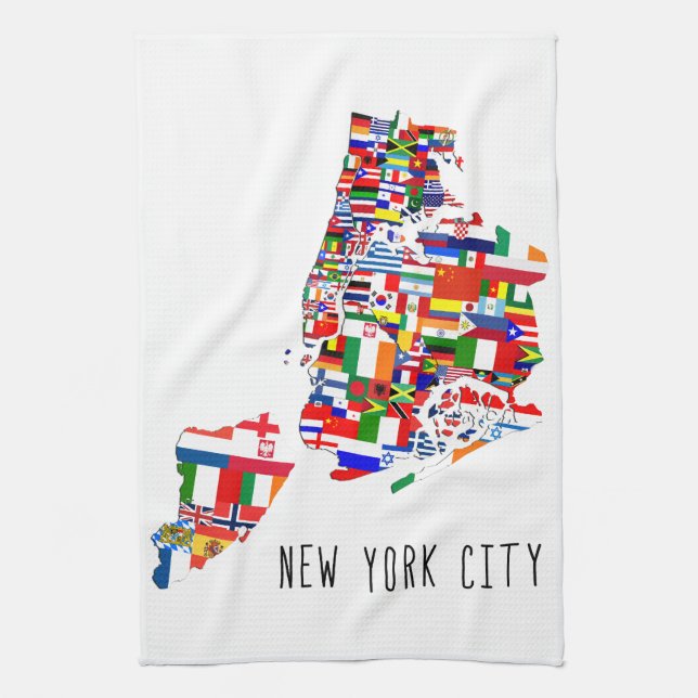 New York City Neighbourhood  Flags Kitchen Towel (Vertical)