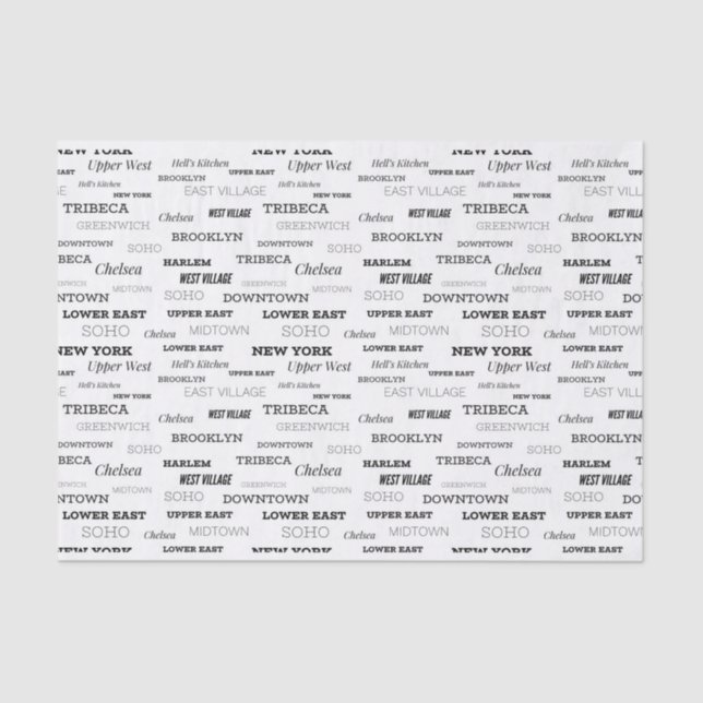 New York City Neighbourhoods Tissue Paper (Front)