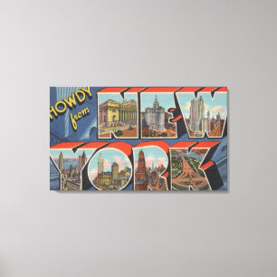 New York City, New York - Large Letter Scenes 2 Canvas Print